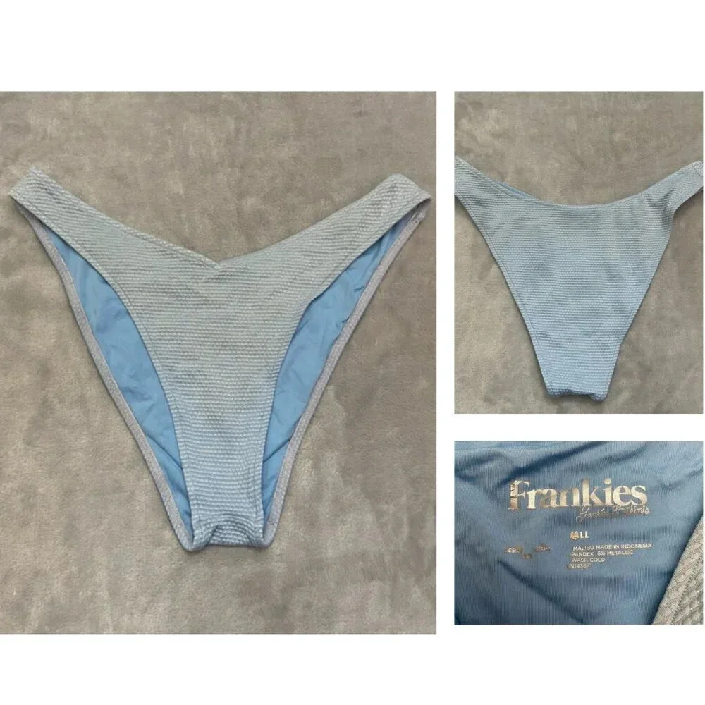 Frankie's Bikinis Metallic Textured Cheeky Bikini Bottom 21452